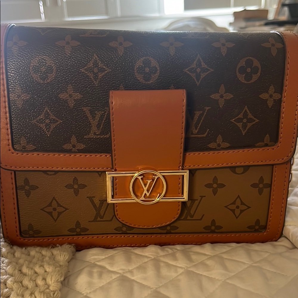 Louis Vuitton Brown and Orange Crossbody Bag with Monogram Design